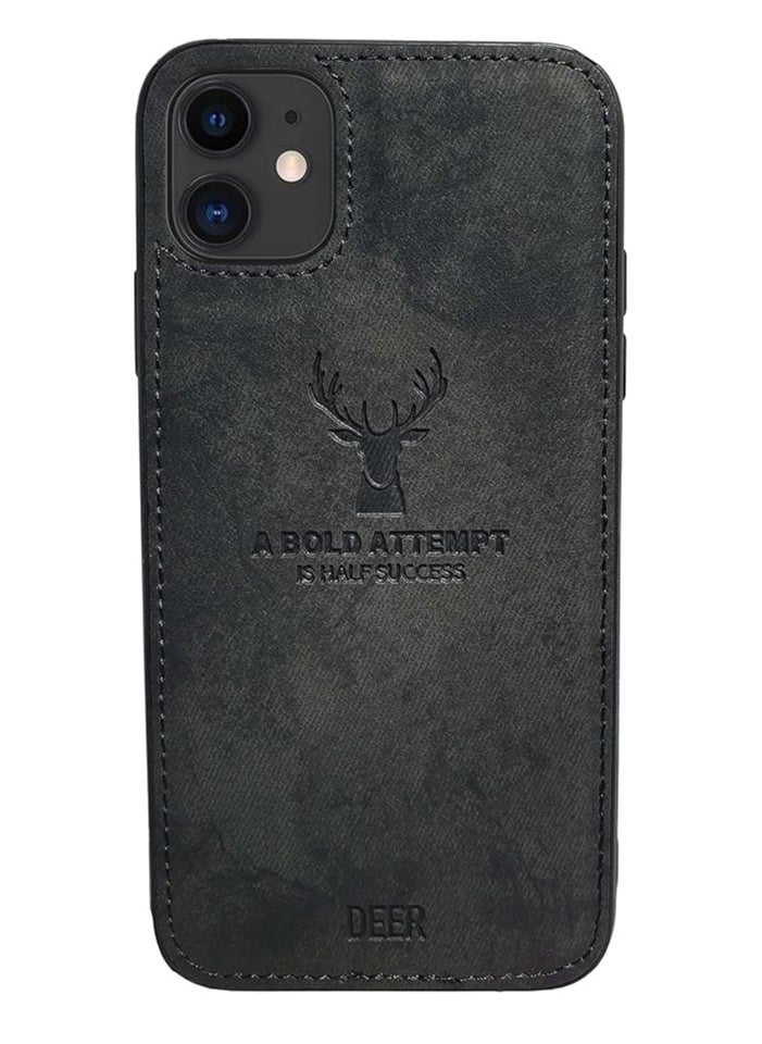 Digital Luxury Soft Texture Patterned Dirt-Resistant Anti-Shock Anti-Fingerprint Full Body TPU Case for I Phone 11 (Black)