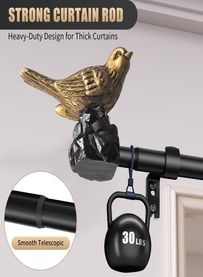 KVEEO Vintage Gold Curtain Rod 18"-45" Curtain Rods for Windows Adjustable Drapery Rod with Bird Finials Heavy Duty Curtain Rod for Living Room Bedroom - Image 3