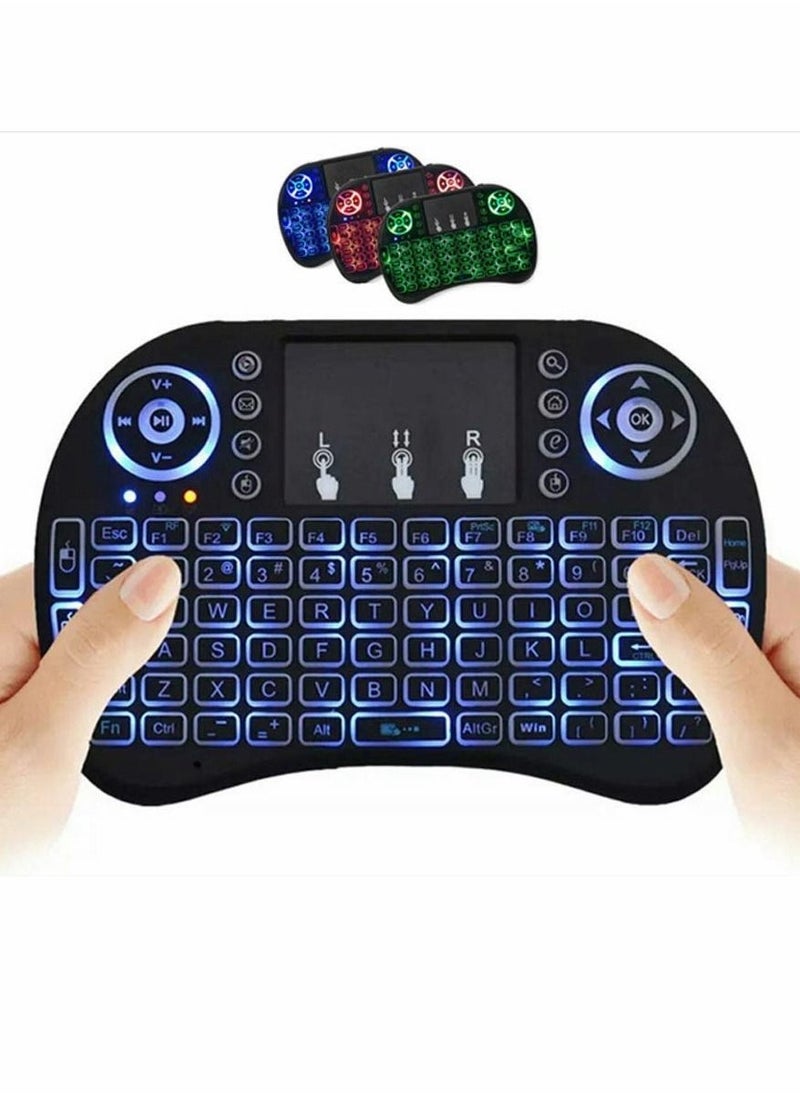 جهاز تحكم عن بعد مع لوحة مفاتيح صغيرة لاسلكية و لوحة لمس مع إضاءة خلفية RGB لتلفاز ذكي و صندوق أندرويد و كمبيوتر و IPTTV 2.4GHz - Image 1