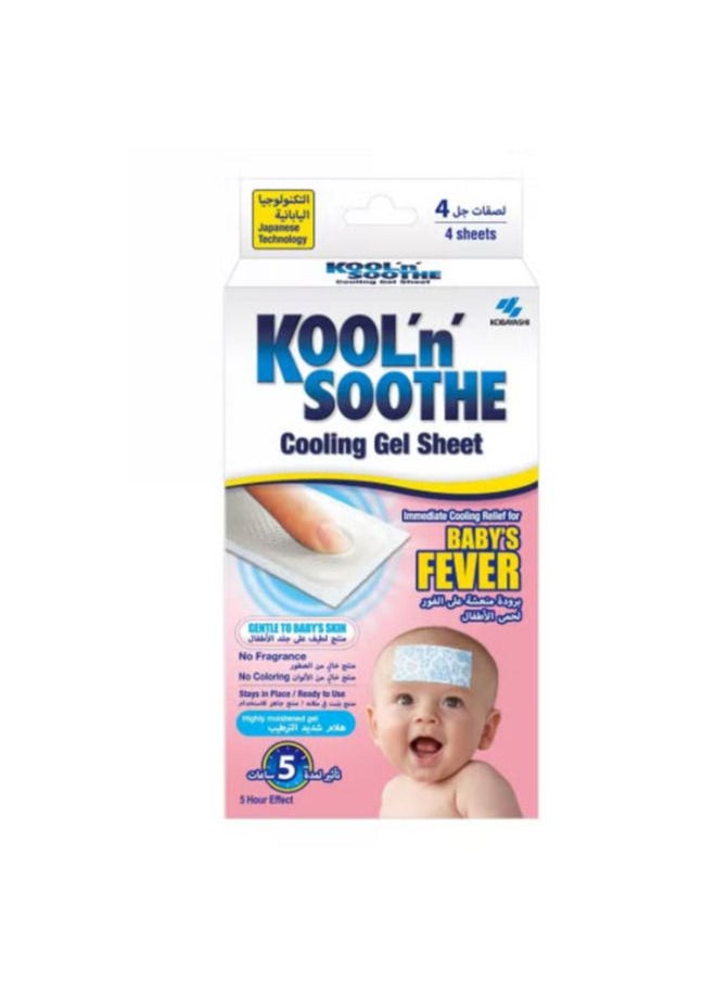 KOOL 'n' SOOTHE Kool N Soothe Cooling Gel Sheet To Immediate Relief For Baby's Fever 4's 