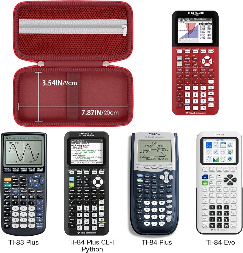 Khanka Hard Travel Case Replacement for Texas Instruments TI-83 Plus/TI-84 Plus/TI-84 Plus CE Color Graphing Calculator, Case Only (Radical Red) - Image 2