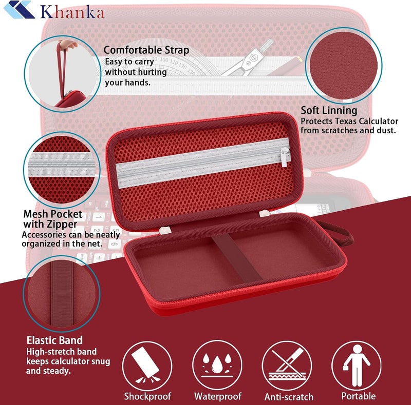 Khanka Hard Travel Case Replacement for Texas Instruments TI-83 Plus/TI-84 Plus/TI-84 Plus CE Color Graphing Calculator, Case Only (Radical Red) - Image 5