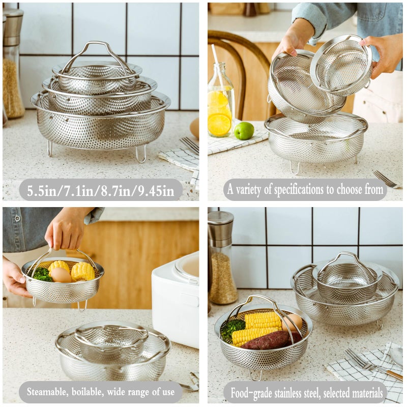 SHPii Food Grade Stainless Steel Steamer with Carrying Handle Three Legged Stand, Multifunctional Home Steamer, Essential for Healthy Cooking (5.5in) - Image 4