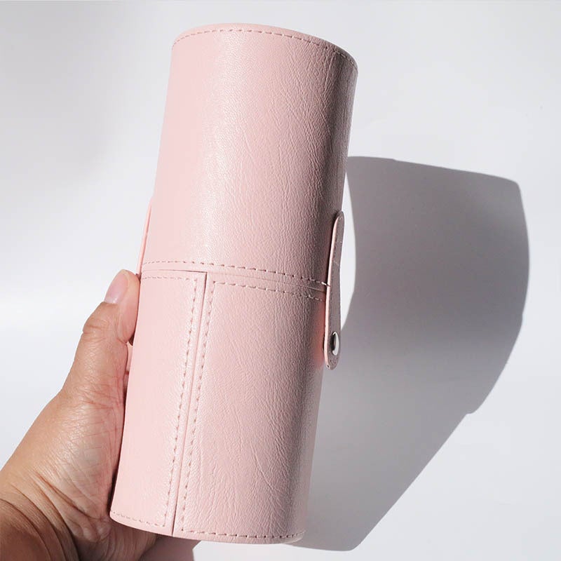 Generic GreenCloud PU Leather Makeup Brush Holder Pink 
