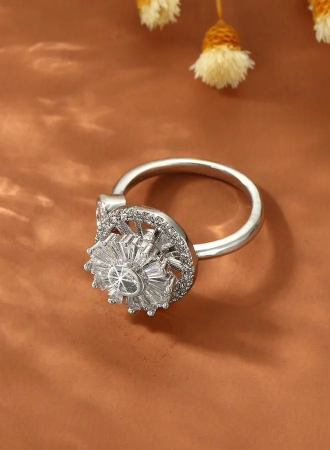 تايك تو Silver Sparkling Rhinestone Adjustable Ring