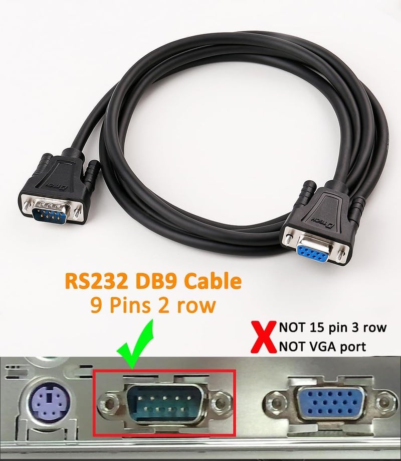 D-tech DB9 RS232 Serial Cable Male to Female Null Modem Cord Full Handshaking 7 Wire Crossover for Data Communication Computer Switch Router (0.5M) - Image 2