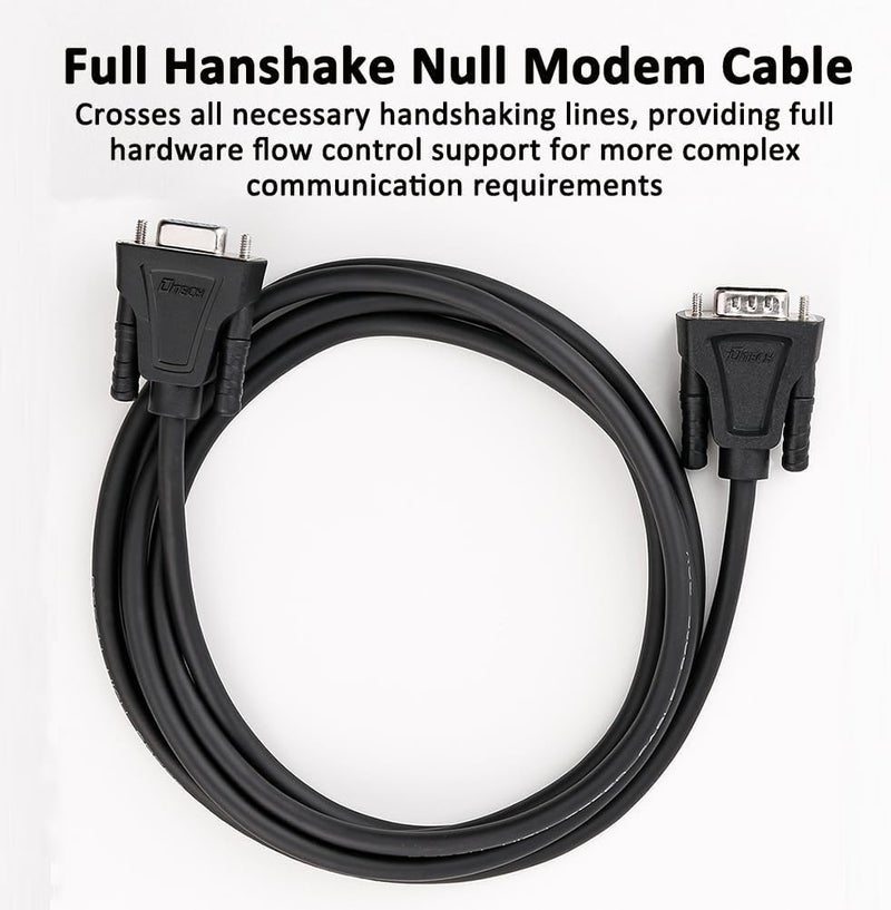 D-tech DB9 RS232 Serial Cable Male to Female Null Modem Cord Full Handshaking 7 Wire Crossover for Data Communication Computer Switch Router (0.5M) - Image 5