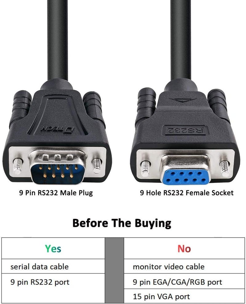 D-tech DB9 RS232 Serial Cable Male to Female Null Modem Cord Full Handshaking 7 Wire Crossover for Data Communication Computer Switch Router (0.5M) - Image 3