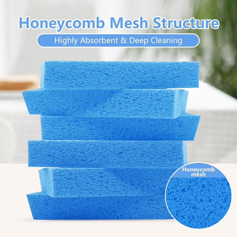 Spunspon Cellulose Sponges, Large Size 4" x 6" x 1" - Heavy Duty Scrub Kitchen Sponge, Clean Tough Messes Without Scratching Kitchen Cleaning Pads, Pop Up Eco DIY (6 Pack), Blue - Image 4