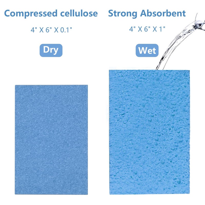 Spunspon Cellulose Sponges, Large Size 4" x 6" x 1" - Heavy Duty Scrub Kitchen Sponge, Clean Tough Messes Without Scratching Kitchen Cleaning Pads, Pop Up Eco DIY (6 Pack), Blue - Image 5