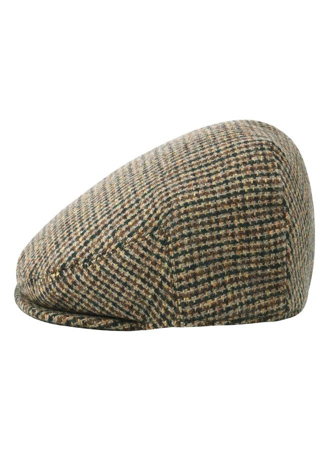 FEINION Men's Wool Tweed Newsboy Ivy Cap Gatsby Golf Flat Hat, T-houndstooth Khaki, 7 1/2 - Image 2