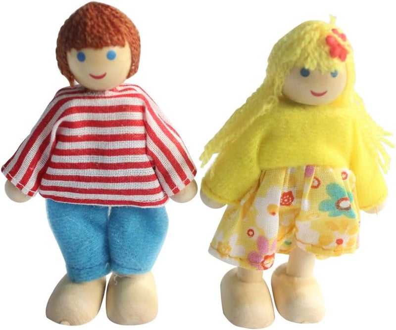 Kunhe Dollhouse Dolls Set with 2 Happy Family Dolls for Dollhouse - Image 1