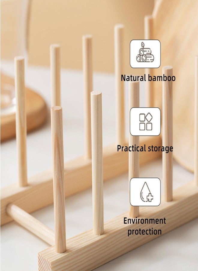GZLT 2 Pack Bamboo Dish Rack for Kitchen Cabinet and Countertop, Plate Organizer for Cabinet, Bowls, Cups, Utensils, Pot Lids and Bottles, Cutting Board Holder Stand and Storage. - Image 3
