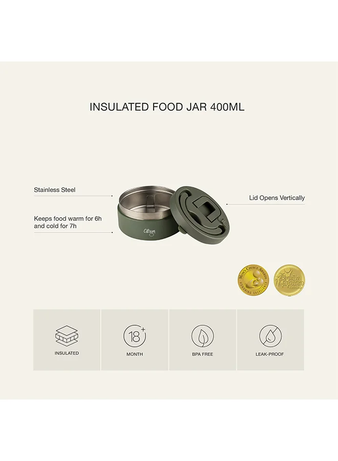 Citron Vacuum Insulated Food Jar For Kids And Adults, Bpa Free Food Thermos, Travel Hot Food Container - 400 Ml Beige