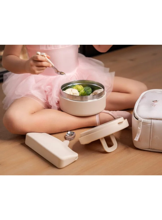 Citron Vacuum Insulated Food Jar For Kids And Adults, Bpa Free Food Thermos, Travel Hot Food Container - 400 Ml Beige