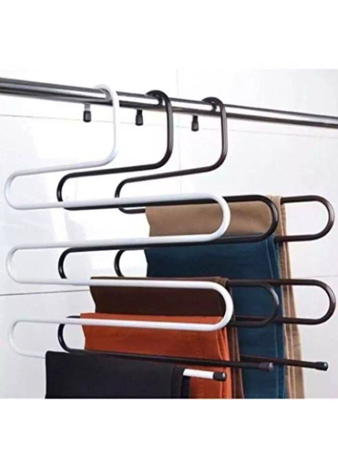 شماعة بنطلونات متعددة لتنظيم الخزانة، مصنوعة من الستانلس ستيل، شكل حرف S، مكونة من 5 طبقات لتعليق الملابس - الوان متعددة - Image 2