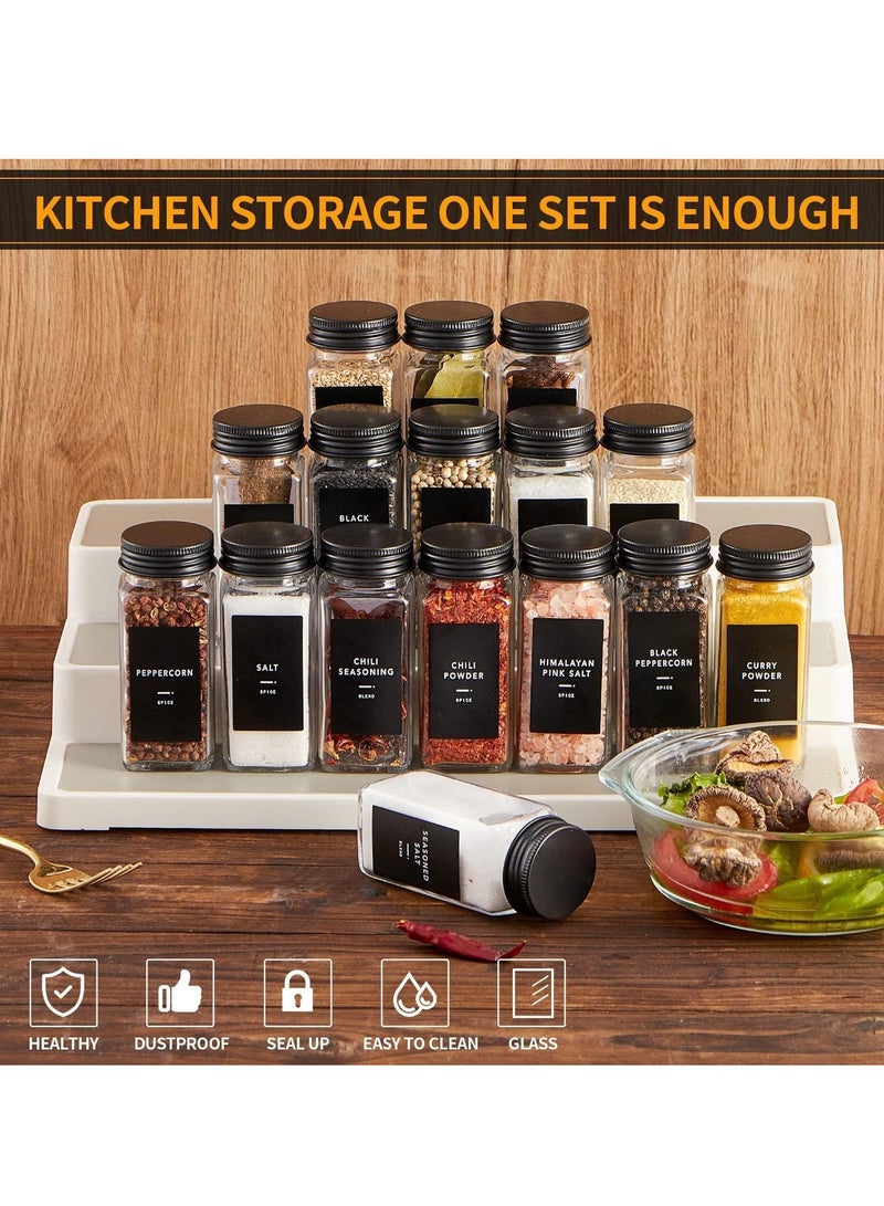 Relex Pack of 24 Spice Jars, Glass Spice Jars with Black Metal Caps and Labels, Empty Glass Spice Containers for Spice Rack, Drawer, Cabinet  - Image 1