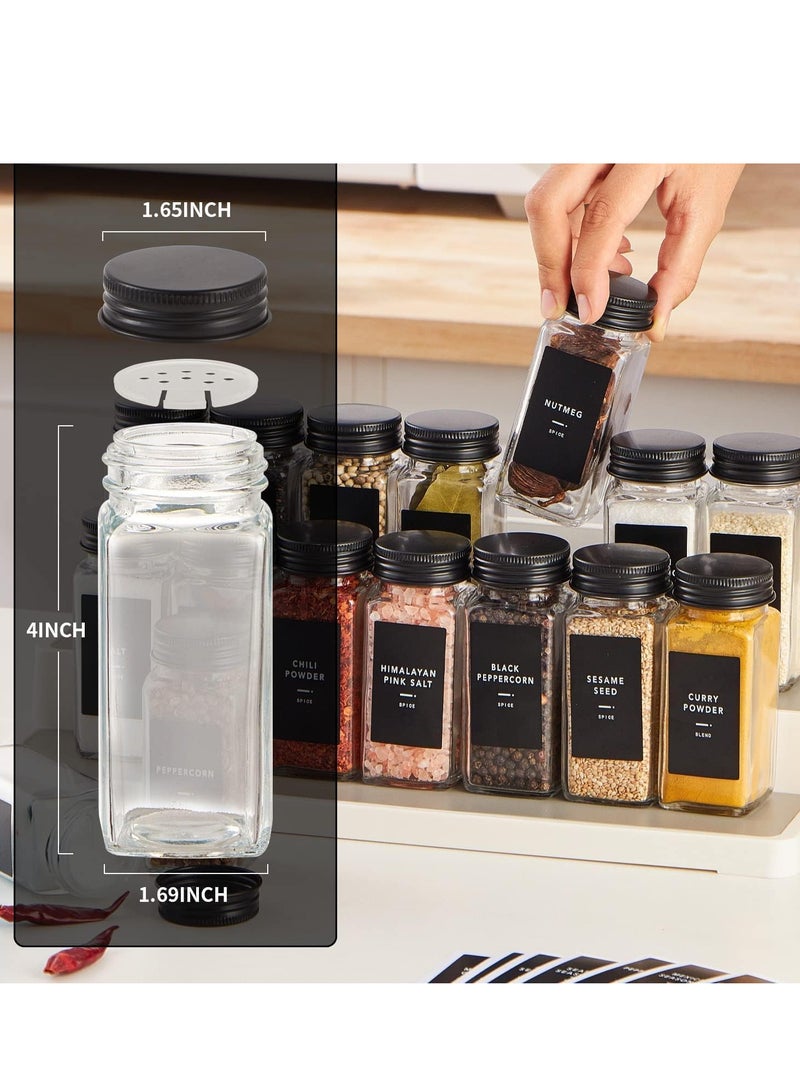 Relex Pack of 24 Spice Jars, Glass Spice Jars with Black Metal Caps and Labels, Empty Glass Spice Containers for Spice Rack, Drawer, Cabinet  - Image 2