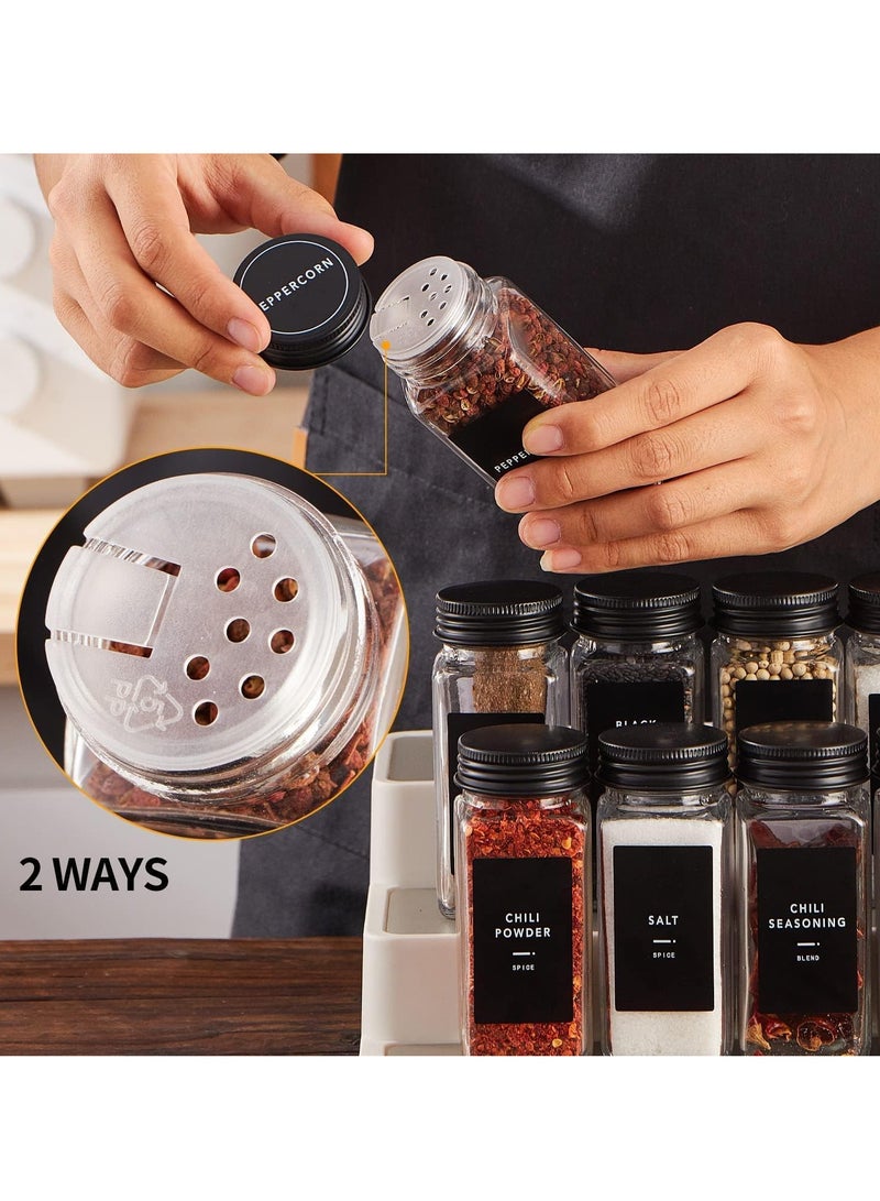 Relex Pack of 24 Spice Jars, Glass Spice Jars with Black Metal Caps and Labels, Empty Glass Spice Containers for Spice Rack, Drawer, Cabinet  - Image 3