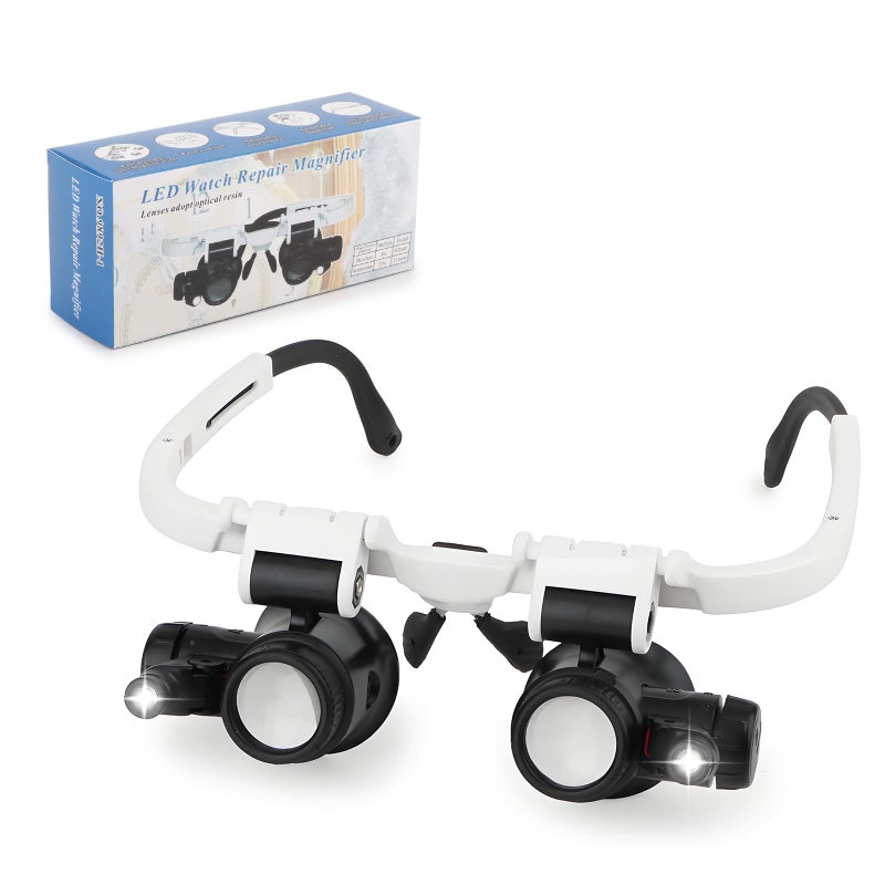 Rongon Handsfree Magnifying Glass Headband Magnifier with 2 LED Lights 8X 15X 23X Magnification Head-Mounted Loupe for Close Work, Jewelry, Jewelers, Sewing, Crafts, Hobbies, Coin, Maps, Watch Repair - Image 2