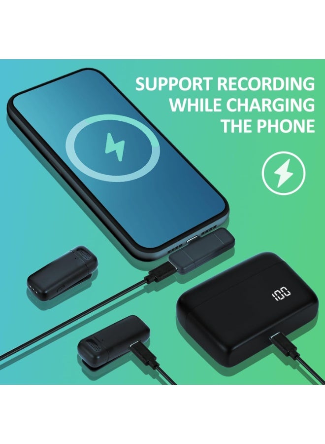 Wireless Lavalier Microphone Type-C For Iphone Ipad Android| Ai Noise Reduction & Sandstorm Proof |With Charging Case 5h Battery |4k Studio Recording | Clip On Lapel Mini Mic For Video Recording, Vloge, Youtube, Interview-Black  - Image 4