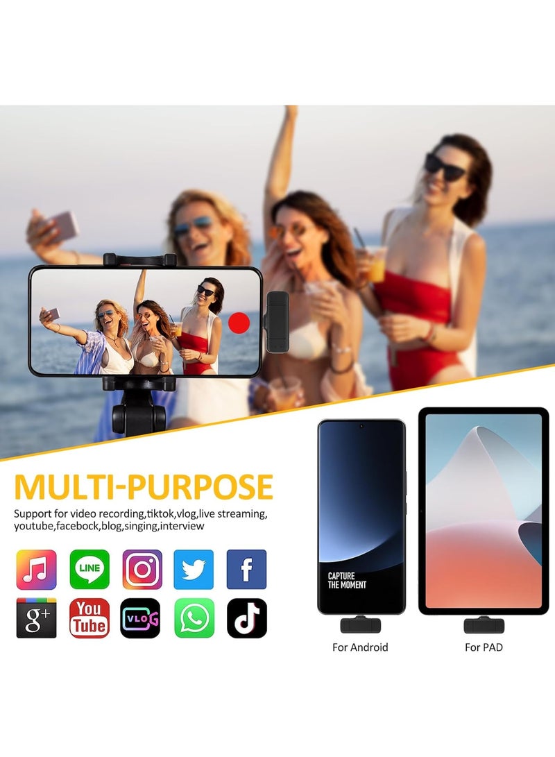 Wireless Lavalier Microphone Type-C For Iphone Ipad Android| Ai Noise Reduction & Sandstorm Proof |With Charging Case 5h Battery |4k Studio Recording | Clip On Lapel Mini Mic For Video Recording, Vloge, Youtube, Interview-Black  - Image 5