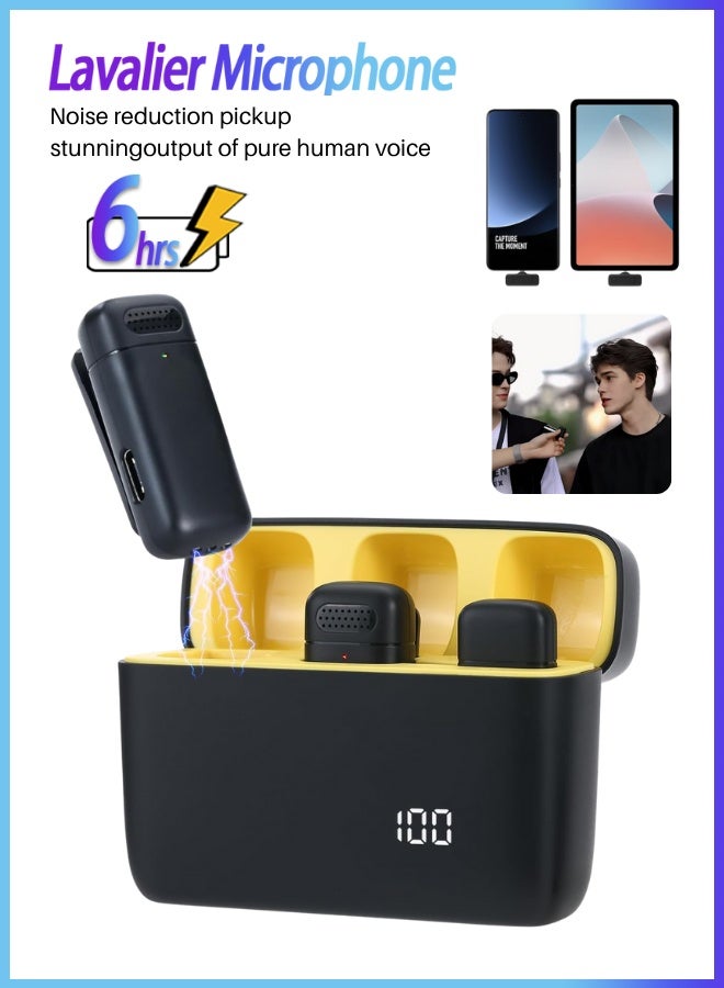 Wireless Microphone Type-C For Iphone Ipad Android, Mike Wireless With Ai Noise Reduction & Sandstorm Proof, With Charging Case 35h Battery | 4k Studio Recording | Mini Lavalier Mic Wireless For Video Recording, Vloge, Youtube, Interview-Black