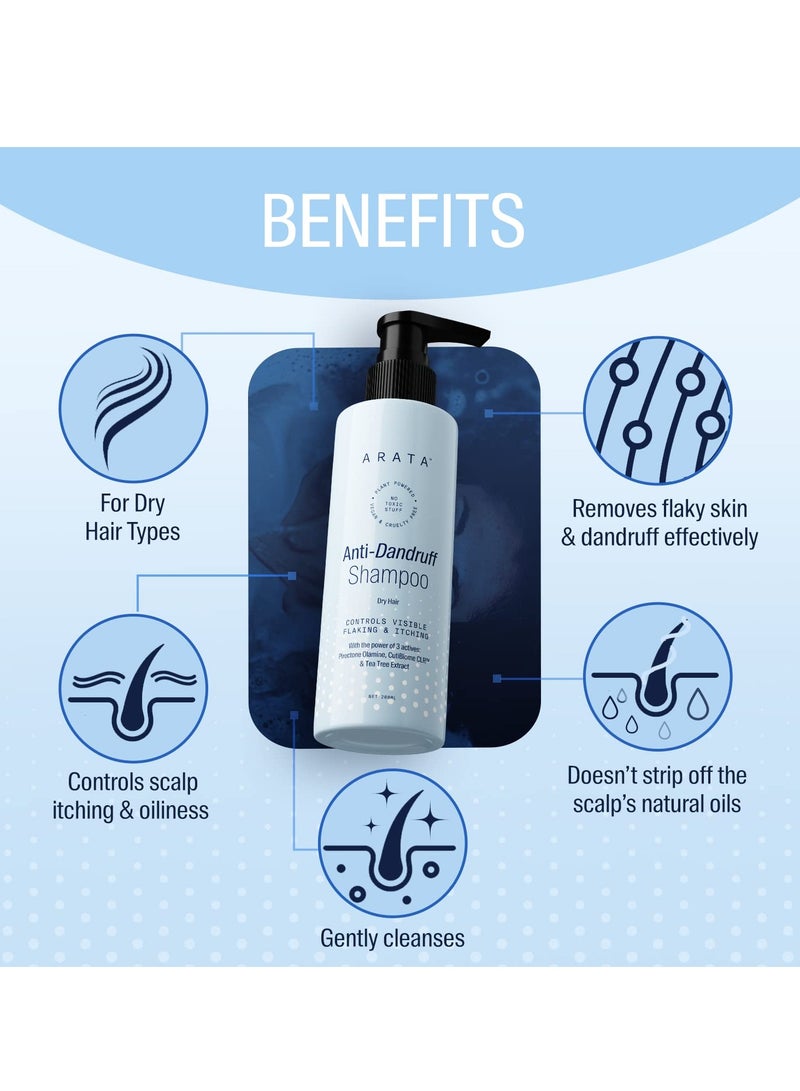 أراتا شامبو أراتا المضاد للقشرة 200 مل للشعر الجاف مع زيت شجرة الشاي كيوتي بيوم سي إل آر النيم يعالج القشرة بفعالية وينظف بلطف ويزيل التقشر - Image 3