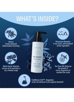 ARATA Arata Anti Dandruff Shampoo 200 ML For Dry Hair With Tea Tree Oil CutiBiome CLR Neem Treats Dandruff Effectively Gently Cleanses Removes Flakiness  - Image 2