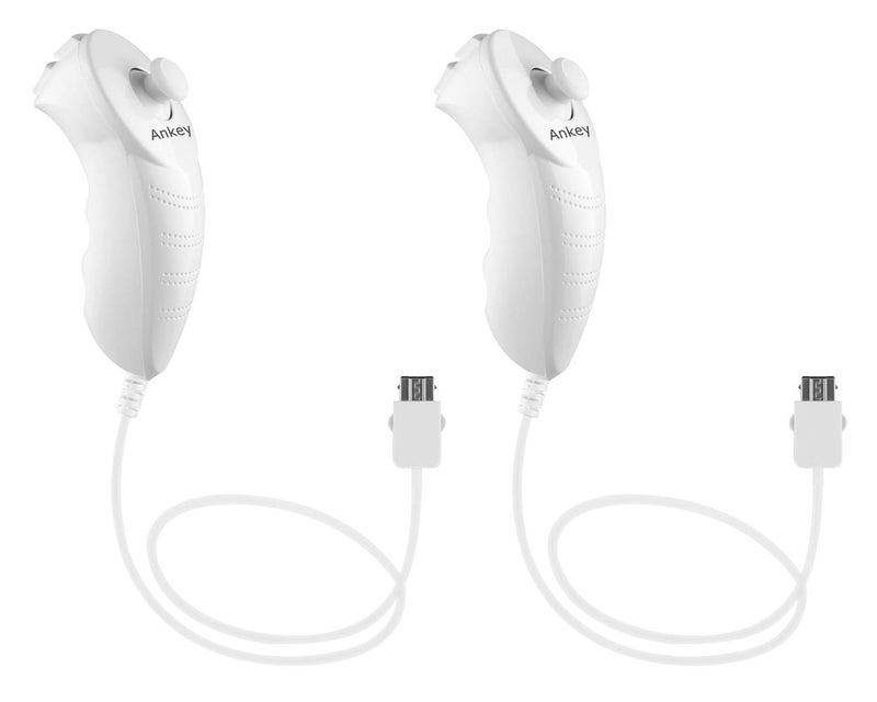 Ankey 2Packs Nunchuck Controller Remote Replacement for Nintendo Nunchuk Wii Wii U Console White - Image 1