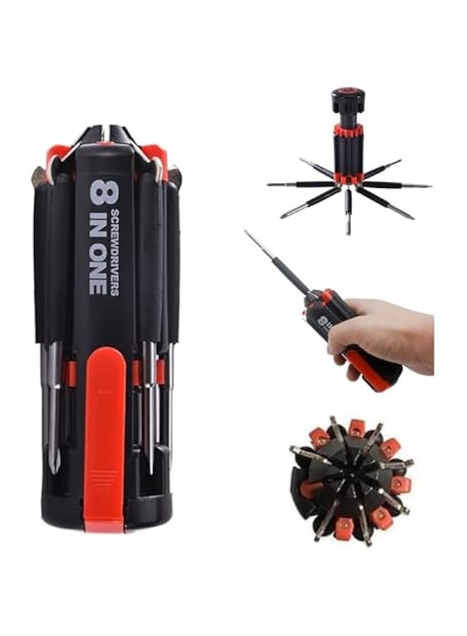 8 In 1 Screwdrivers With Worklight And Flashlight, Multifunctional Screwdriver For Home Kitchen Car, Portable Multi Tool Screwdriver Professional Repair Tool, Screwdriver Kit Tool Set - Image 1