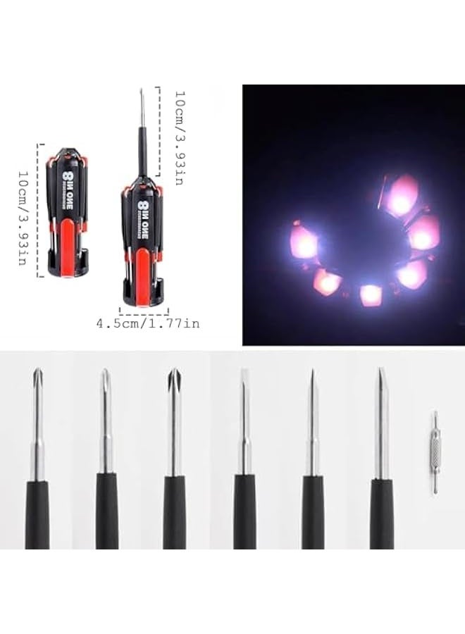 8 In 1 Screwdrivers With Worklight And Flashlight, Multifunctional Screwdriver For Home Kitchen Car, Portable Multi Tool Screwdriver Professional Repair Tool, Screwdriver Kit Tool Set - Image 5