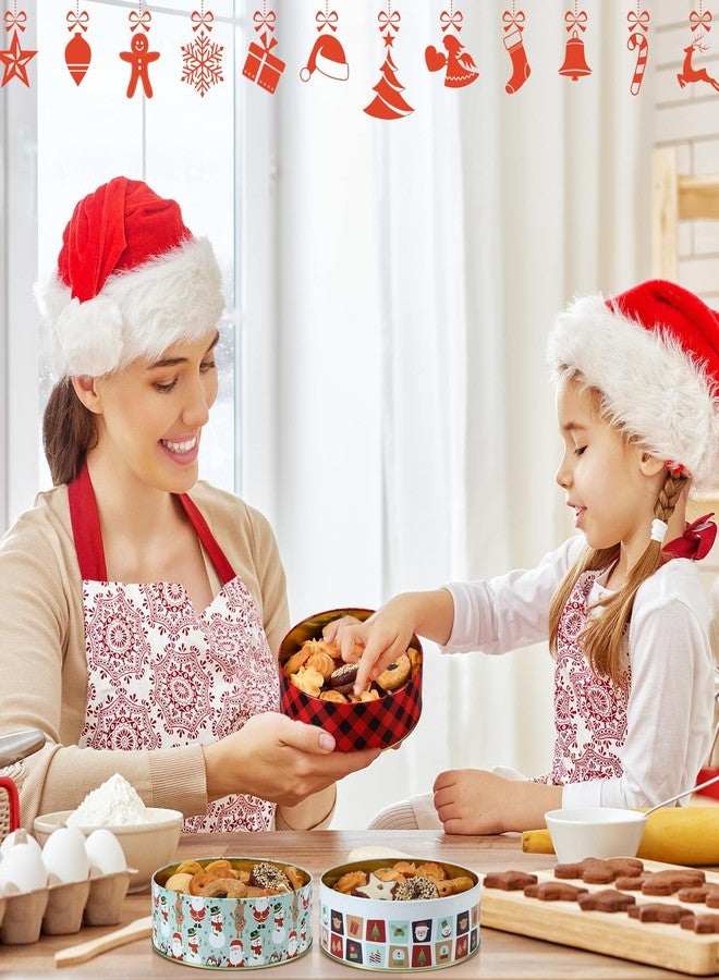 Tioncy 6 Pcs Christmas Cookie Tins with Lid Large Cookie Jars Metal Empty Tins Santa Snowman Tinplate Xmas Gift Box with Window for Christmas Holiday Party Treats Storage Container Gift Giving - Image 5