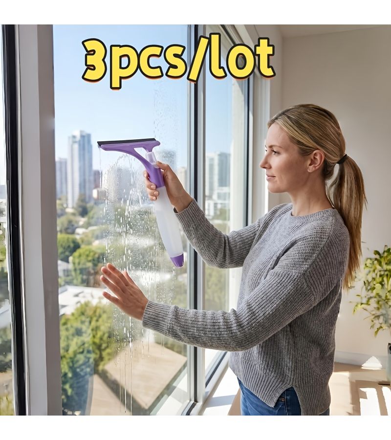 3 Pack Multifunctional Car Glass Scraper And Cleaner Double Sided With Spray - Image 4