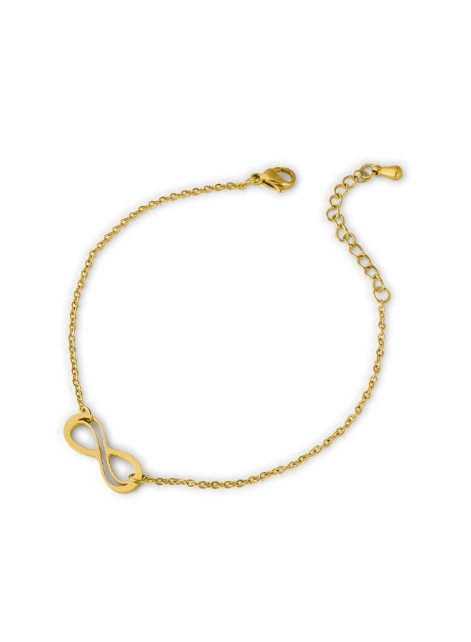 PALMONAS 18k Gold Tone Plated Infinity Charm Chain Bracelet
 for Women - Image 1