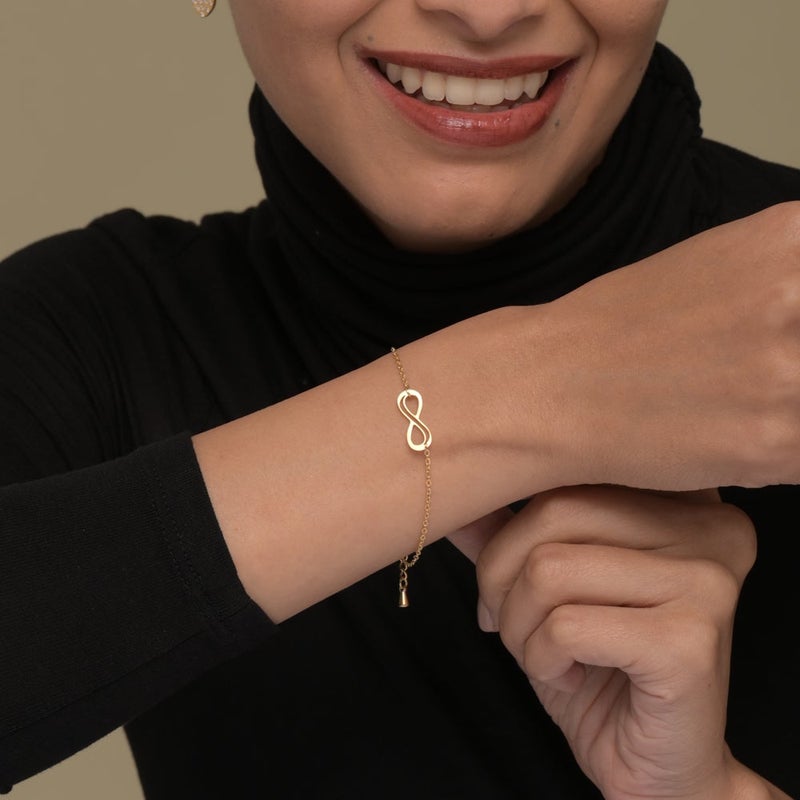 PALMONAS 18k Gold Tone Plated Infinity Charm Chain Bracelet
 for Women - Image 5