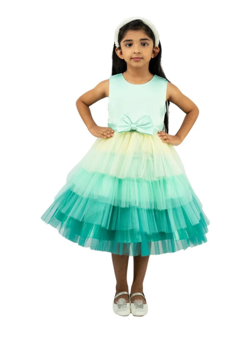 دىدانيالا D' Daniela - Toddler Girls Bow Front Ombre Layered Gown Dress Green