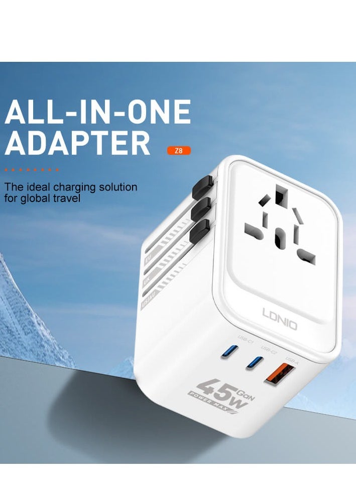 Universal Travel Adapter 45W International Plug Adapter With USB 2 Type C Fast Charging All In One Worldwide Wall Charger UK US AUS EU - pzsku/Z8B3B795D7821BDD30639Z/45/_/1723130901/a145a27e-d030-4979-9464-cb5fc93c95e9