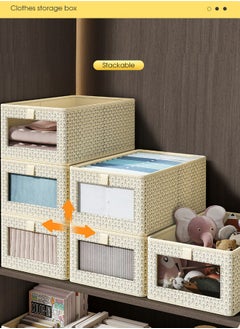Magic Park 3 Pieces Foldable Closet Storage Organizer Closet Storage Bin with Carrying Handles Washable Closet Storage Box for Clothes Wardrobe Home Bedroom  - Image 3