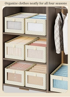 Magic Park 3 Pieces Foldable Closet Storage Organizer Closet Storage Bin with Carrying Handles Washable Closet Storage Box for Clothes Wardrobe Home Bedroom  - Image 4