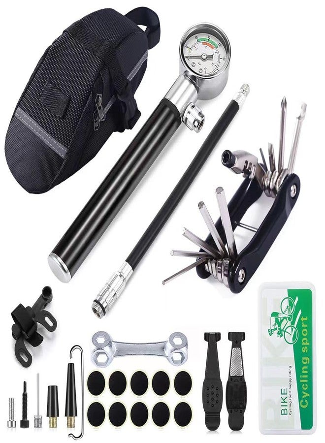 YBEKI Bike Tyre Repair Tool Kit - Bicycle Tool kit with 210 Psi Mini Pump 10-in-1 Multi-Tool with Chain Breaker, Tyre Levers &Tire Patch, Bone Wrench, 1 Portable Bag. 6 Month Warranty - Image 1