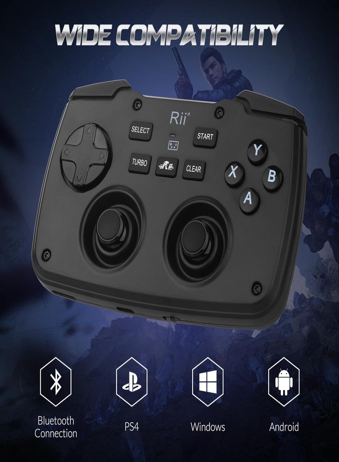 Rii (Bluetooth Version) RG200 Wireless Mini Portable Bluetooth Game Controller, Rechargeable Turbo Vibration Function for PC/Raspberry pi2/Android TV Google/TV B,PS4,Windows System - Image 2