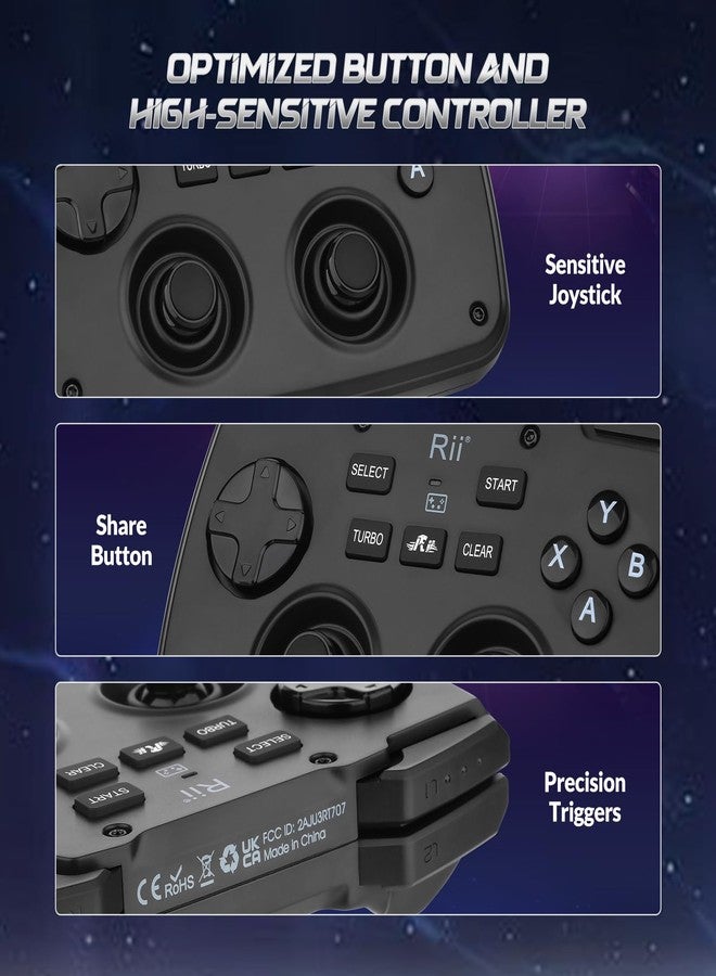 Rii (Bluetooth Version) RG200 Wireless Mini Portable Bluetooth Game Controller, Rechargeable Turbo Vibration Function for PC/Raspberry pi2/Android TV Google/TV B,PS4,Windows System - Image 4