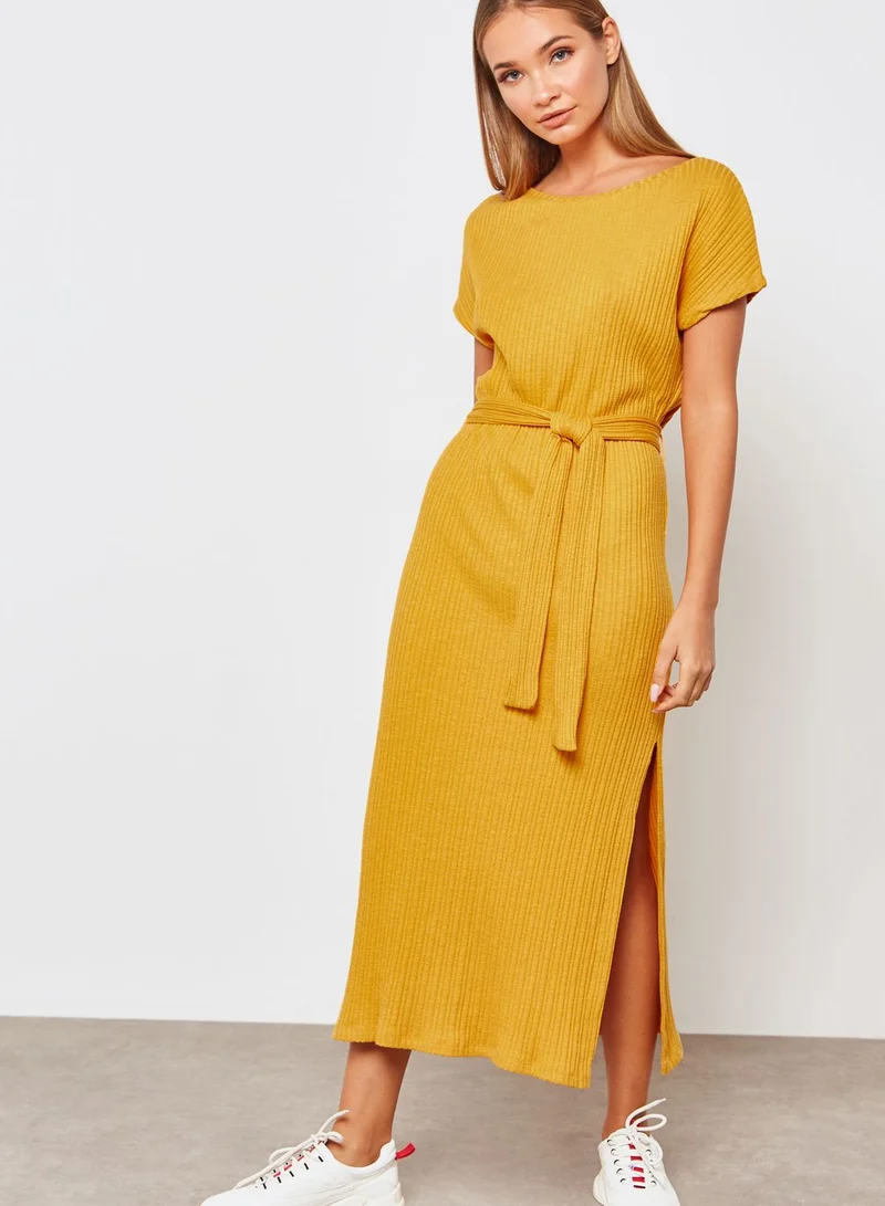 trendyol Ribbed Side Slit Dress
