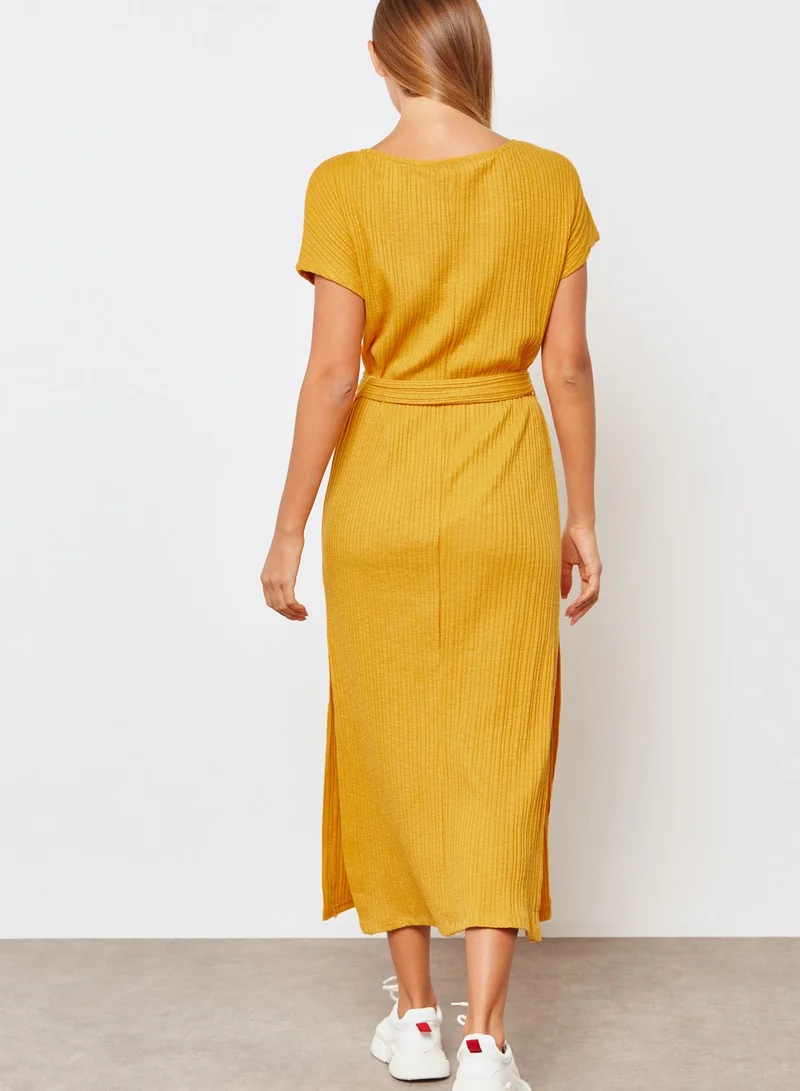 trendyol Ribbed Side Slit Dress