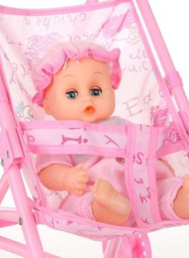 Foldable Doll Stroller With Baby Doll  - Image 2