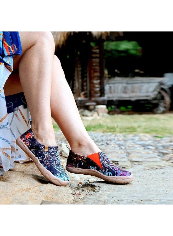 UIN UIN Women's Starry Night Painted Canvas Slip-On Shoes Fashion Ladies Travel Shoes Black (5.5)  - Image 5