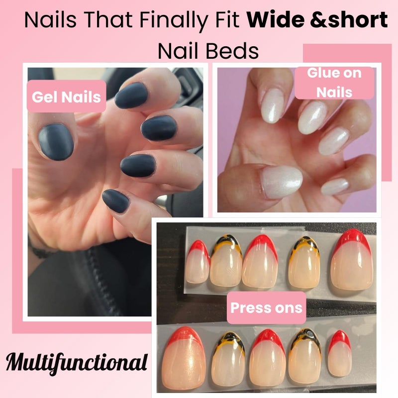 SINOKAME Extra Short Wide Fit Almond Nail Tips for Short Wider Nail Beds,SINOKAME Full Matte No File XS Almond Gel Press On Nails Clear,Paintable Fake Nails Durable 15 Sizes 300 Pcs - Image 2