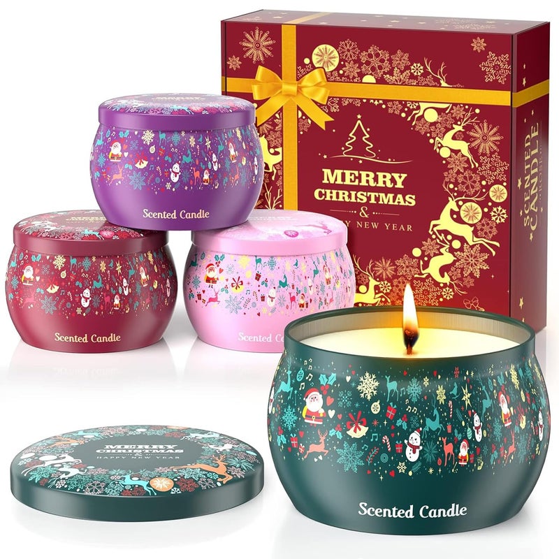 THAUSDAS Scented Candles Gift Set: 4 Pack 4.4 oz Aromatherapy Christmas Candles for Home Scented - 120H Burning Stress Relief Gifts for Women, Birthday, Mother's Day - Image 1