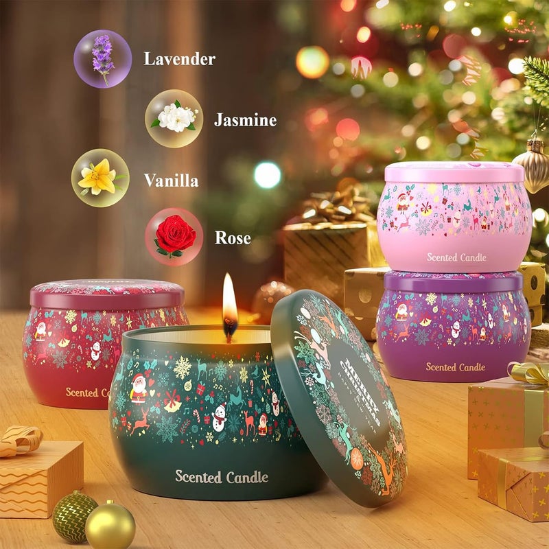 THAUSDAS Scented Candles Gift Set: 4 Pack 4.4 oz Aromatherapy Christmas Candles for Home Scented - 120H Burning Stress Relief Gifts for Women, Birthday, Mother's Day - Image 2